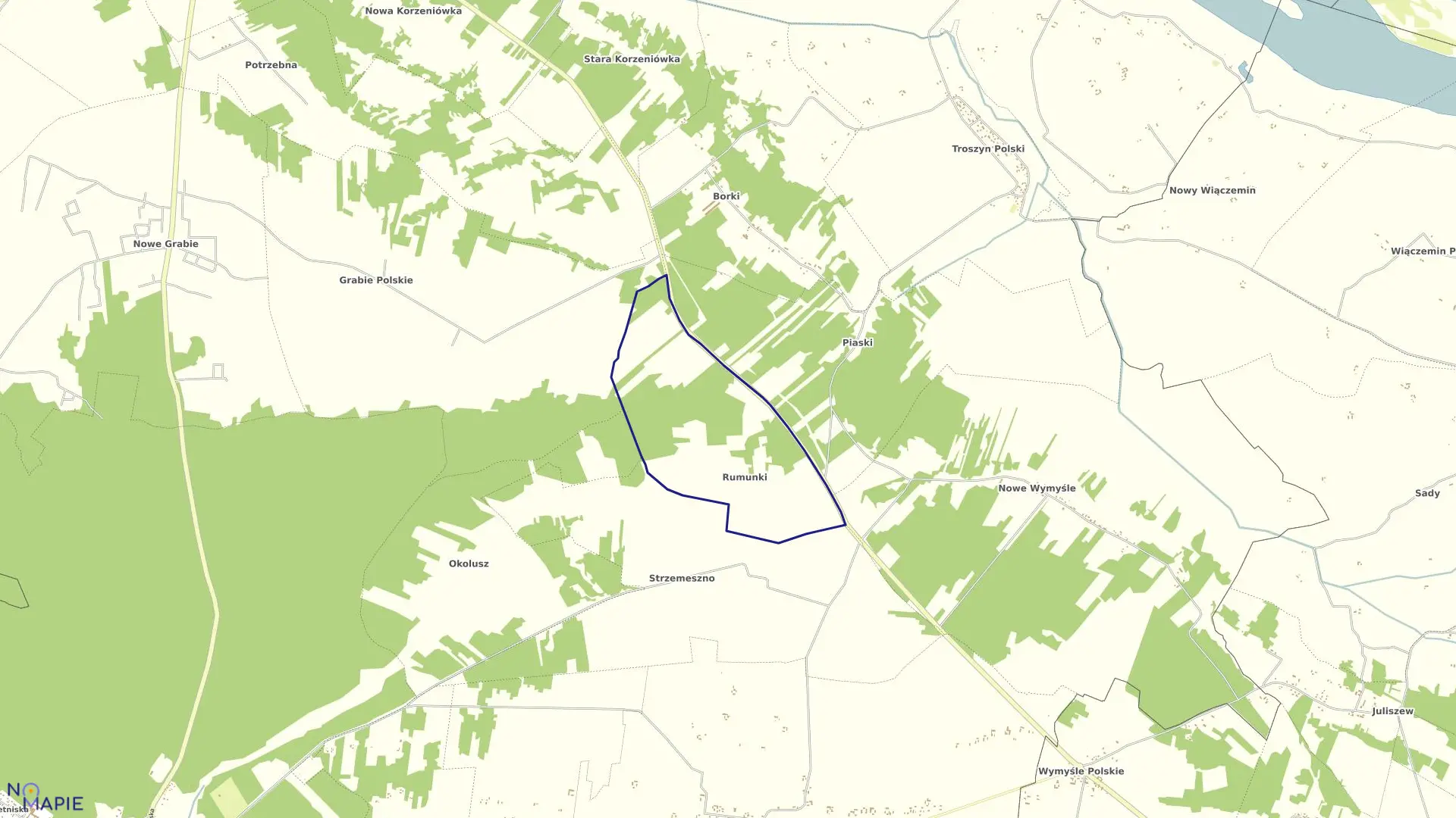 Mapa obrębu RUMUNKI w gminie Gąbin