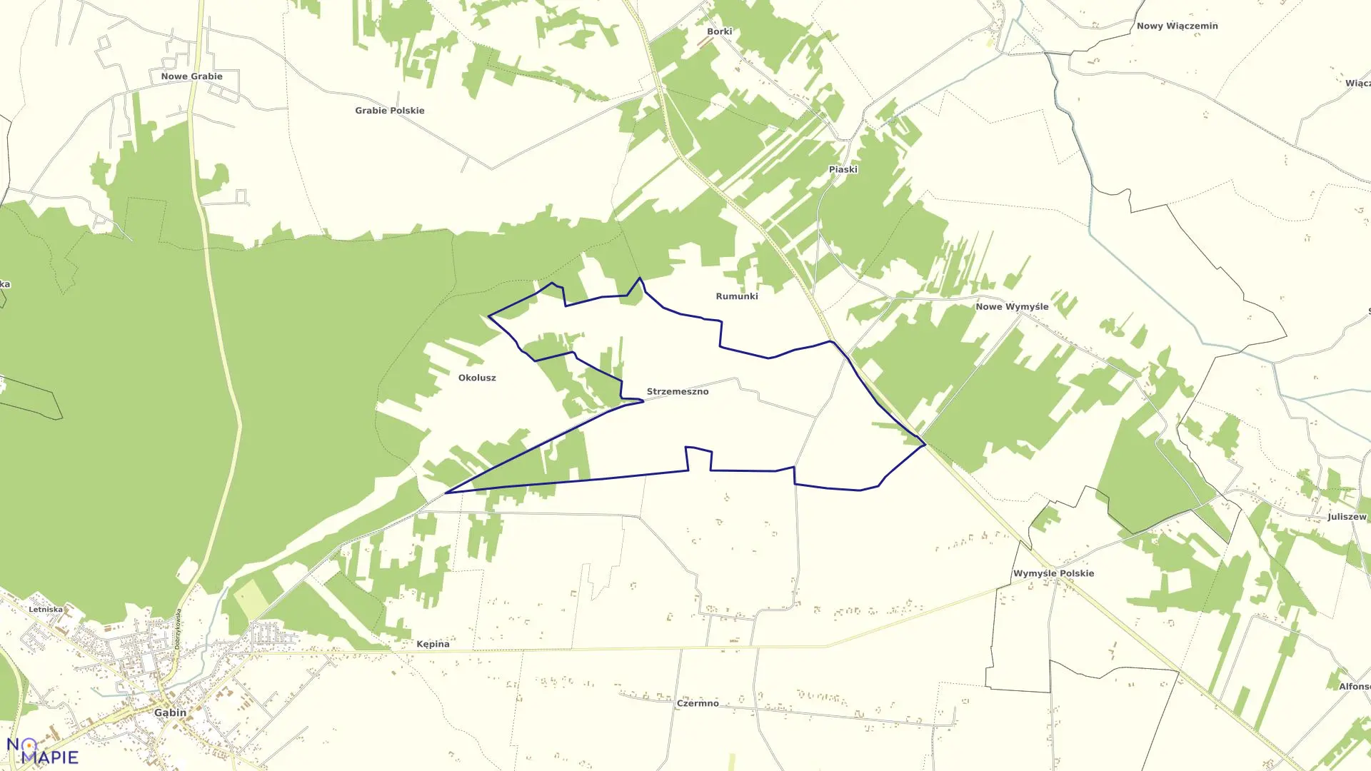 Mapa obrębu STRZEMESZNO w gminie Gąbin